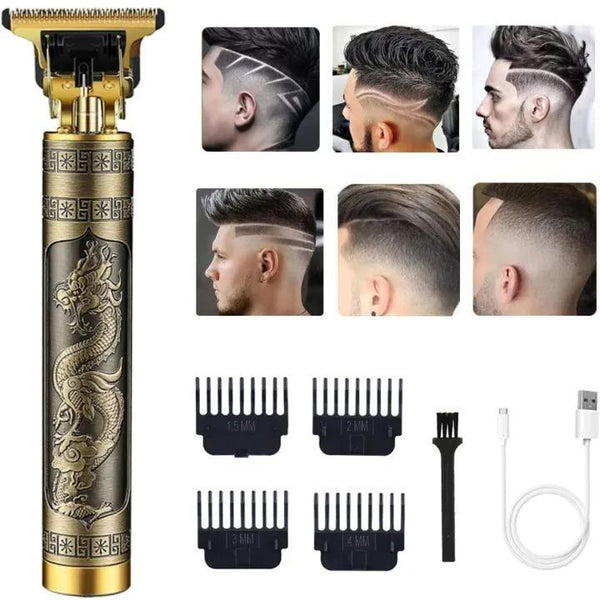 💈 Golden Metal Hair Clipper & Shaver - Effortless Grooming for the Modern Man! 💈