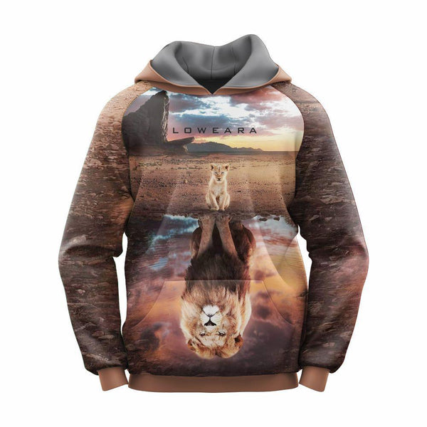 Lion Graphic Printed Hoodie for Kids