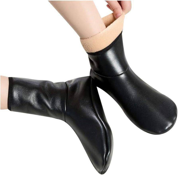 Unisex Black Ankle-Length Rexine Socks