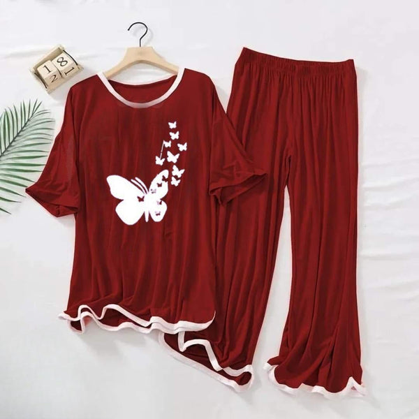 🛋️ Maroon Fleece Sleep Set - Soft and Cozy Sleepwear for Women 🛋️