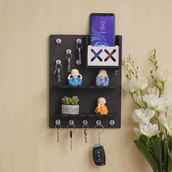 🔑 Stylish MDF Wood Key Holder – Black