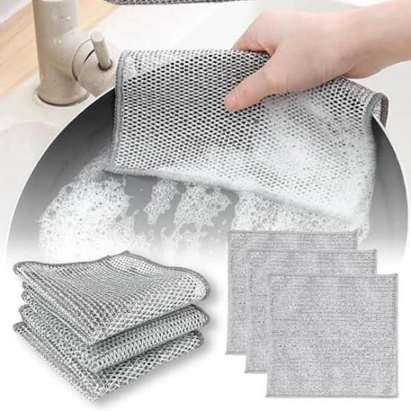 🧹 Steel Wire Cleaning Cloths - Durable, Washable, and Reusable 🧹-10 Pcs