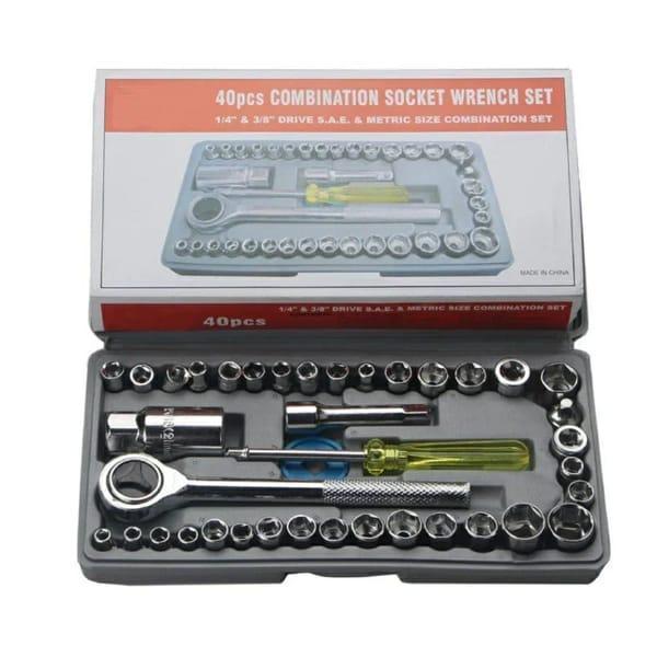 🛠️ 40-Piece Portable Tool Kit Set - Silver Metal Case 🛠️