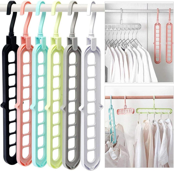 👕 9-Hole Magic Rotating Hanger - Maximize Your Closet Space! 🔄 Pack of 3