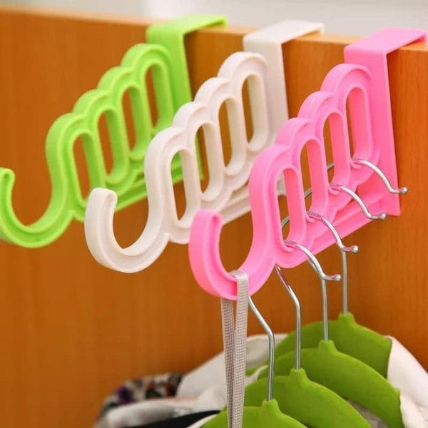 🚪 5-Hole Plastic Organizer Door Hook - Double Your Storage! 📈 Pack of 2