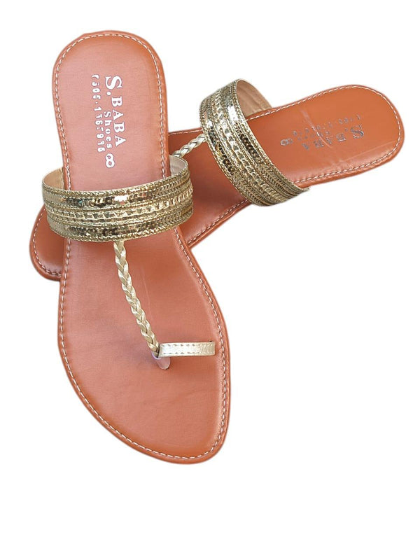 👠 Women's Golden Kolhapuri Chappal - Comfortable and Stylish 👠1 Pair