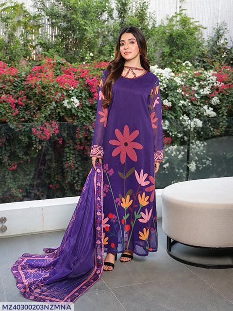 Stunning Embalishment Dress- *Chiffon Shirt and Dupatta Set* 2 Pcs