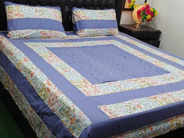 *Cotton Patchwork Double Bed Sheet Set 🛏️🌼*