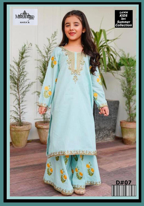 *Embroidered Lawn Suit for Girls - Unstitched 3-Piece Set! 👧🏻🌼*