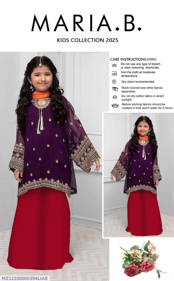 *3Pcs Unstitched Girl's Embroidered Lawn Dress 👗*