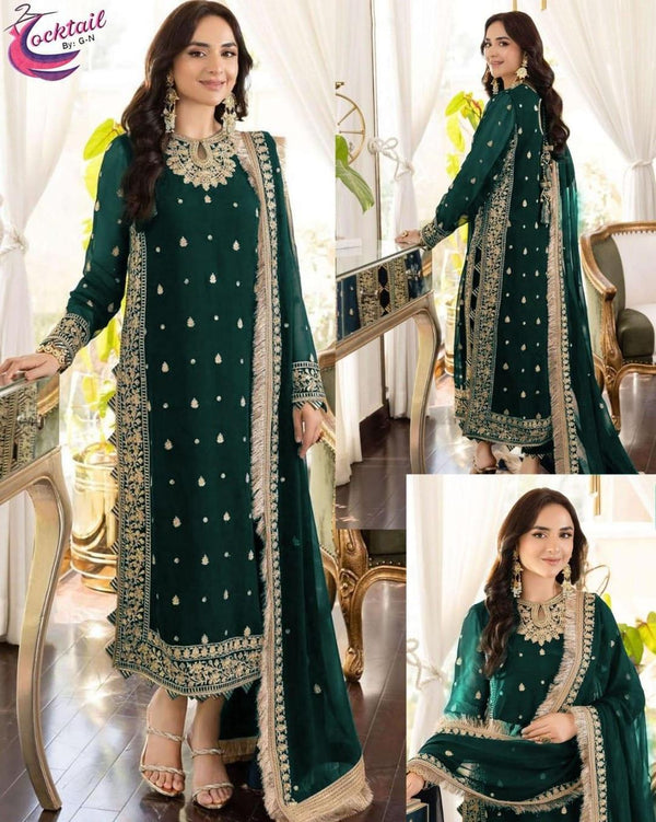 *"Elegant Affair" Embroidered Crinkle Chiffon Suit 👗*3pcs Stitched