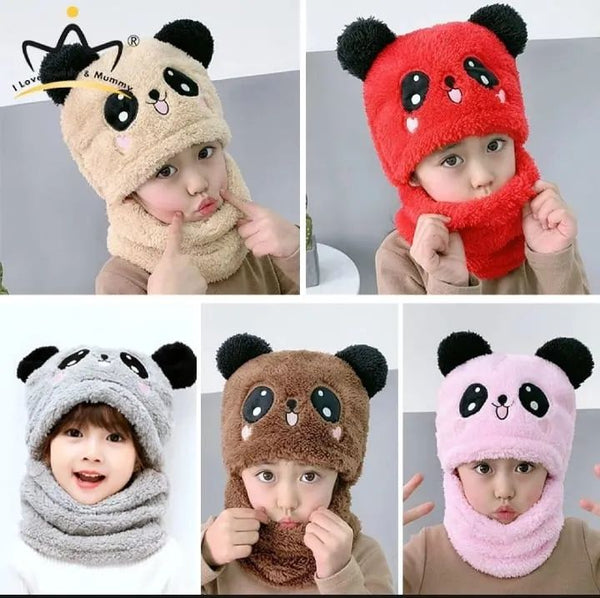 🐼 Cute Cartoon Panda Winter Hat Scarf Set - Warm &amp; Cozy 🎀 (Random Color)