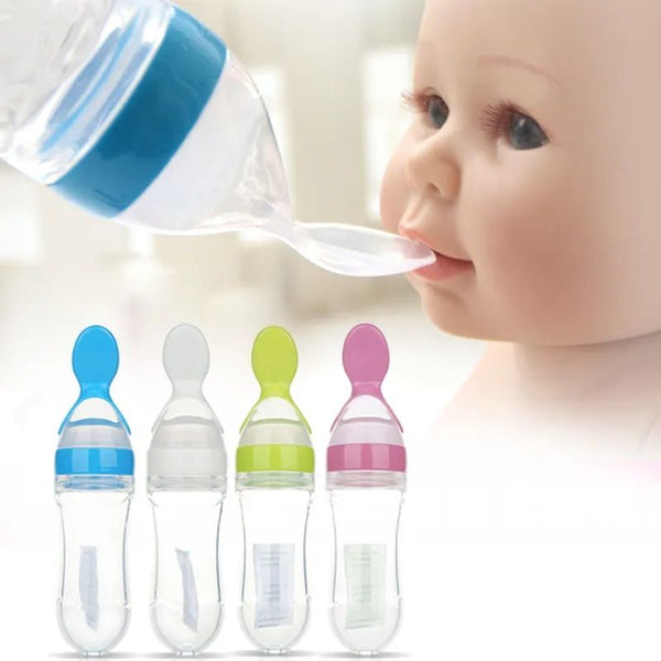 🍼 Silicone Spoon Feeder for Baby's First Foods - Safe, Convenient, and Easy to Clean! 🍴 (Random Colors)